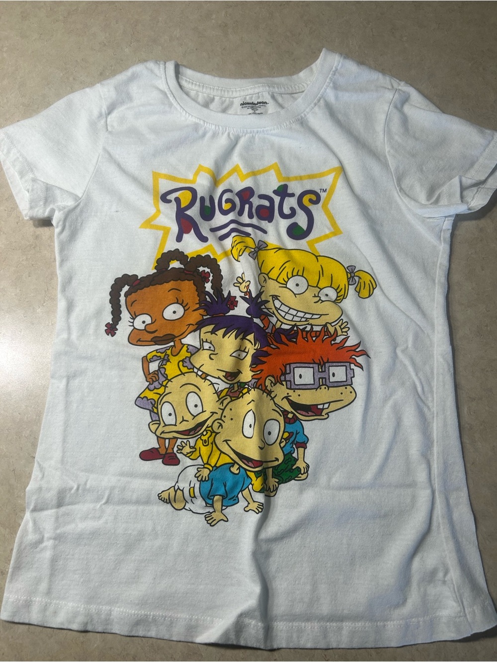 Nickelodeon Rugrats Graphic T-Shirt Youth Large White Tommy Chuckie Angelica